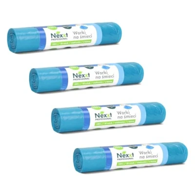Imagen de Emerson 80 bolsas de basura resistentes, extrafuertes, paquete 4 rollos azules, capacidad 120 l, 70 x 105 cm, estables plástico reciclado ecológico