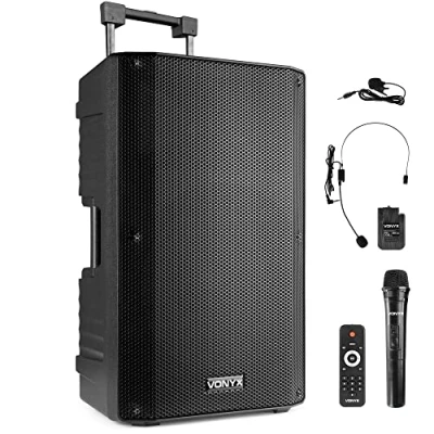 Imagen de Vonyx VSA500 BP Altavoz portatil 12 Pulgadas y 800w con baterí&quot;a, 3 micrófonos inalámbricos, Bluetooth 5.0, MP3, Amplificador Incorporado, Ideal presentaciones, conferencias, músicos, DJ, Fiestas