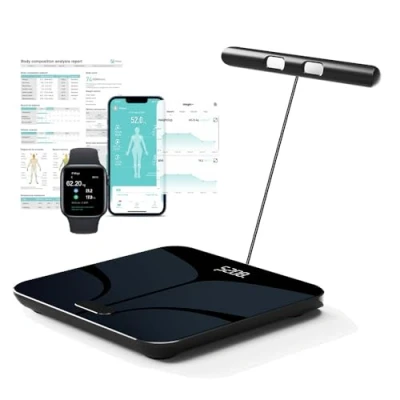 Imagen de Báscula Persona Balance Conectada Impedancia Con 8 Electrodos Alta Precisión, 28 Datos Corporal Medición BIA de Doble Frecuencia APP para Andriod e iOS, Max. 180 kg/400 lb/28