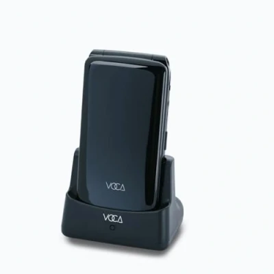 Imagen de VOCA Teléfono Plegable con Botones Grandes Personas Mayores 4G LTE Desbloqueado Volumen Alto Botón SOS Marcación rápida Texto predictivo Base de Carga V340 (Negro)