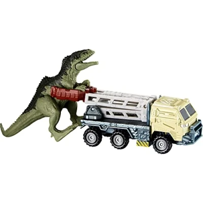 Imagen de Matchbox Jurassic World Dino Transporters, 1 vehículo y 2 mini dinosaurios, a partir de 3 años