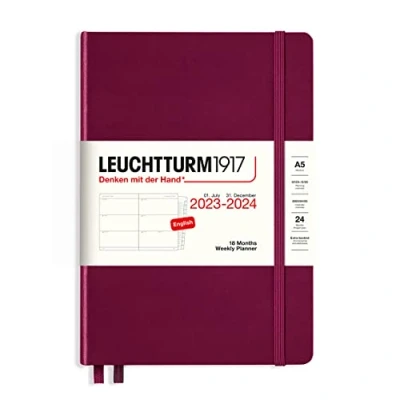 Imagen de LEUCHTTURM1917 367600 Agenda semanal mediana (A5) 2024, 18 meses, color rojo