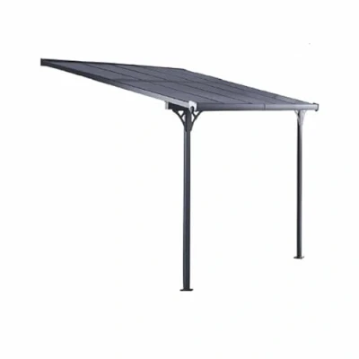 Imagen de Gardiun Pérgola de Pared Elliot 8 m² 313x254x220/260 cm en Aluminio y Paneles Policarbonato Anti UV Pórticos Ajustables