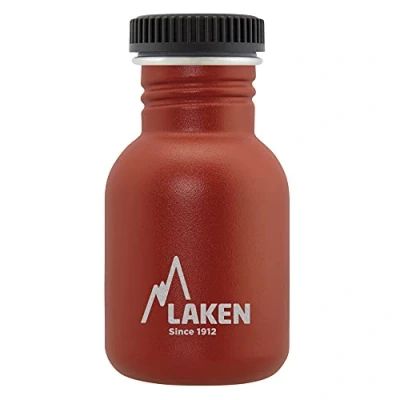 Imagen de LAKEN Botella de Agua Acero Inoxidable (0,35L Rojo) con Tapón Basic Para Niños y Adultos/Para Gimnasio Deportes Reutilizable Reciclable