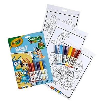 Imagen de CRAYOLA Álbum Colour by Number Bluey, 16 Páginas para Colorear y 6 Rotuladores, 04 2776G