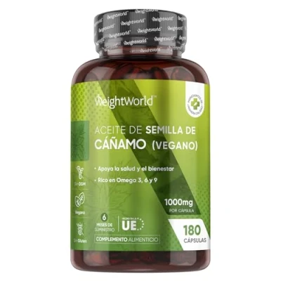 Imagen de Omega 3 6 9 del Aceite de Cáñamo Puro 1000mg Potencia 180 Cápsulas Veganas Alternativa Vegetal a los Ácidos Grasos Pescado Extraído las Semillas Prensadas en Frío Para Meses