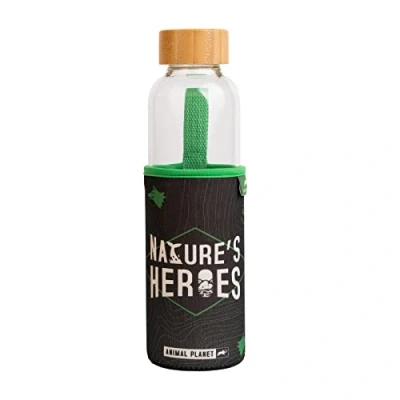 Imagen de Grupo Erik Botella agua Animal Planet cristal resistente con funda protectora termica 500ml niños sin BPA/Botella de reutilizable niña