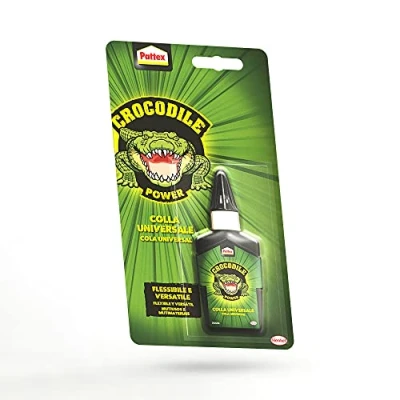 Imagen de Pattex Crocodile Power cola Universal, transparente con gran agarre inicial, pegamento multiusos para metal, plástico y más, fuerte todo, 1x50g