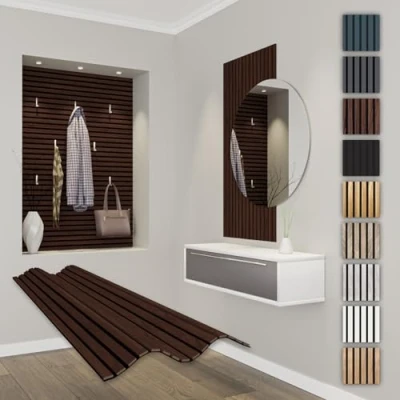 Imagen de HEXIM APF13 Paneles acústicos de madera densidad media flexibles para pared 118 x 60 cm, revestimiento paredes, decoración interiores, insonorización (1 panel,