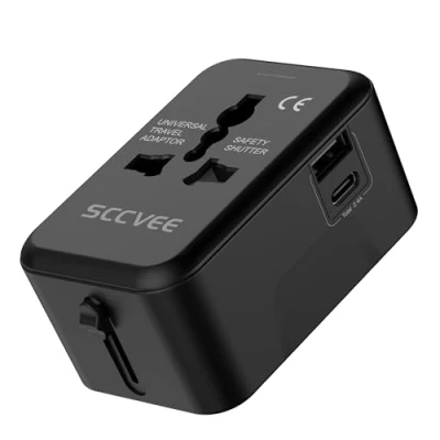 Imagen de Adaptador de Viaje Universal, Enchufe Internacional Global Todo en uno convertidor energía USB Tipo C Cargador Pared Preocupaciones para USA EU UK AUS