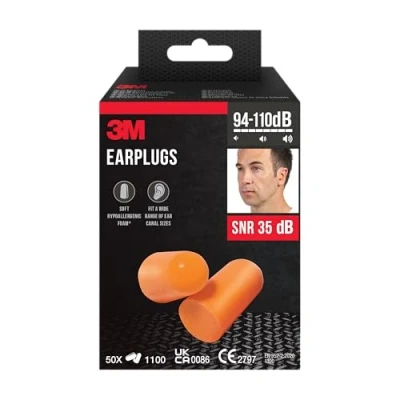 Imagen de 3M Tapones para los oídos 1100, Pack de profesionales, 50 pares/paquete (94 110 dB)