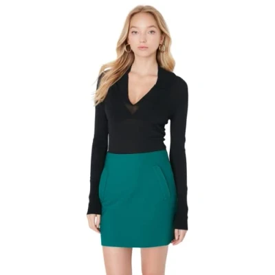 Imagen de Trendyol Minifalda Tejida Recta Acampanada para Mujer Falda, Verde, 36