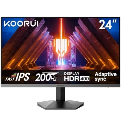 Imagen de KOORUI Monitor Gaming 200Hz, 24 Pulgadas PC Pantalla Fast IPS, Adaptive Sync, HDR400, FHD, HDMI 2.0 &amp; DP 1.4, VESA 75x75 mm