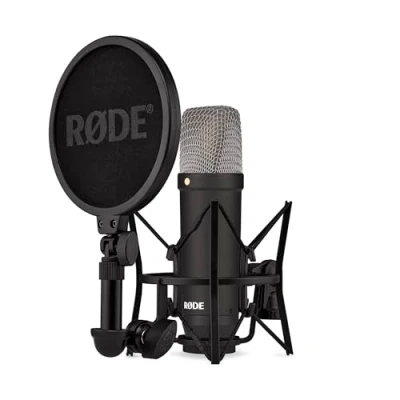 Imagen de RØDE NT1 Signature Series micrófono de condensador gran diafragma la con soporte antivibraciones, filtro antipop y cable XLR para producción musical, grabación voz, streaming podcasting