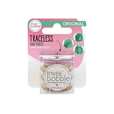 Imagen de Invisibobble gomas de pelo espiral Bronze Me Pretty Original x3 Goma antirotura Coletero dorado cordón telefónico mujer cómoda