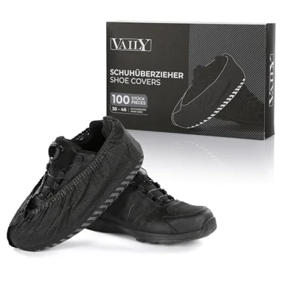 Imagen de Vaily Cubrezapatos negros 100 unidades (50 pares), resistentes y antideslizantes