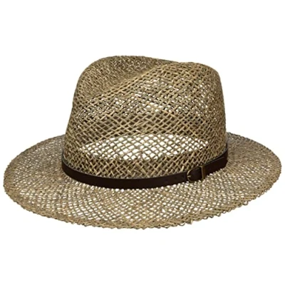 Imagen de LIPODO Sombrero de Paja Farmer Hombre Made in Italy Sol Verano Playa con Banda Piel Primavera/Verano L (58 59 cm) Natural