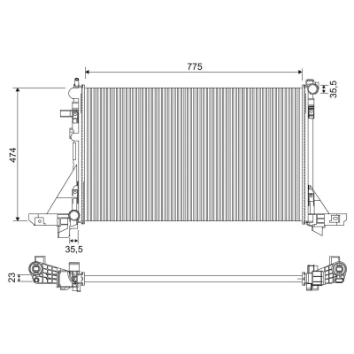 Imagen de VALEO 701953 Radiador, refrigeración del motor Aluminio 775 470 23 sin caperuza Aletas unidas mecánicamente RENAULT: MASTER 3