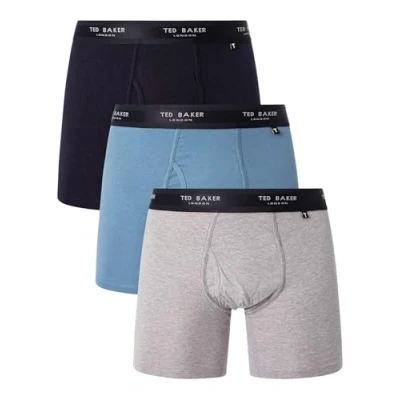 Imagen de Ted Baker de los Hombres Pack 3 Calzoncillos algodón elásticos, Azul, M