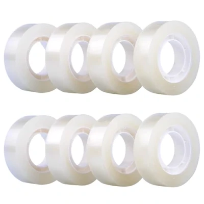 Imagen de GTSE Cinta adhesiva transparente 19 mm x 33 m por rollo Para envolver regalos, el hogar, la escuela y oficina 8 rollos
