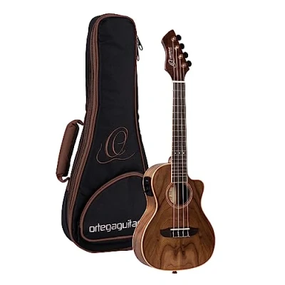 Imagen de Ortega Guitars Ukelele Concierto electroacústico Horizon Series pala invertida Gig Bag funda incluida Nogal, Okoume (RUWN CE)