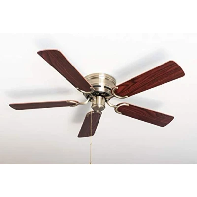 Imagen de Pepeo GmbH Ventilador de techo Kisa Deluxe latón antiguo sin luz palisandro/nogal oscuro incluyendo el interruptor tirar