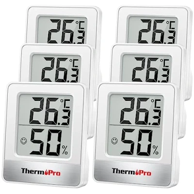 Imagen de ThermoPro TP49 6 Piezas de Mini Termómetro y Higrómetro Digital Casa, Medidor Humedad Temperatura Interior con Indicador Confort