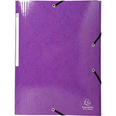 Imagen de Exacompta 55826E Caja de 25 subcarpetas elásticas Iderama Capacidad Maxi 3 bolsillos con tapeta en cartulina plastificada brillante 425 g/m2 tamaño 24 x 32 cm para formato A4 color violeta