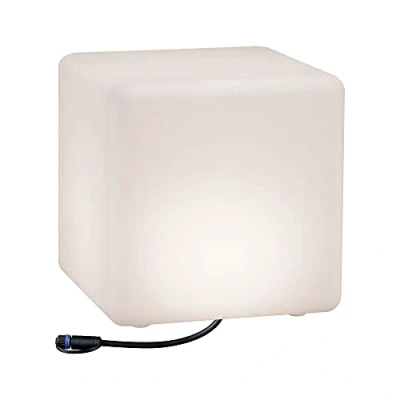 Imagen de Paulmann 941.81 Objeto luminoso exterior Plug &amp; Shine Cube IP67 3000 K 575 lm 24 V, luminaria con forma de cubo, cubo decorativo, exterior, iluminación para la terraza 94181