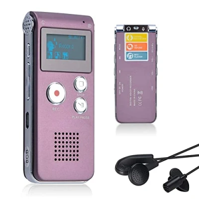 Imagen de Lychee 8GB grabadora de Voz USB Recargable dictáfono LCD con Grabador Audio Digital Multifuncional y Reproductor MP3 (Rojo)