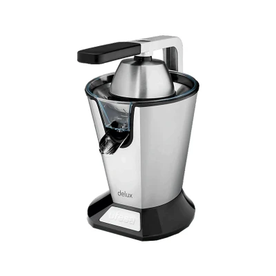 Imagen de Ufesa EX4950 Exprimidor Eléctrico de Brazo, 600W, Vertido Continuo, Sistema Antigoteo, Doble Cono, Filtro Acero Inoxidable, Brazo para la Extracción del Zumo, Desmontable, Sin BPA, Negro Inox