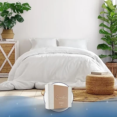 Imagen de Samthus Ropa de cama 135 x 200 cm, algodón satinado, certificado Oeko Tex, fabricado en verde, para dormir suave, juego con 1 funda nórdica cm y almohada 40 80