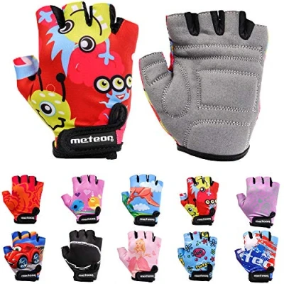Imagen de meteor Guantes de Ciclismo niñas y niños Bicicleta para Infantil MTB BMX Carretera Montaña sin Dedos (S 6,5 7cm, Map Blue)