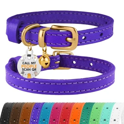 Imagen de Collar de gato con campanas y abalorios en relieve, negro (morado, 18 23 cm)
