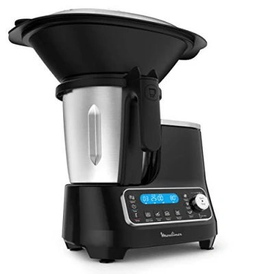 Imagen de Moulinex cocina multifunción compacta Clickchef, 3,6 L, 1400 W, 5 programas, 32 funciones, báscula de integrada, olla a vapor, batidora HF456810 [Pantalla control en inglés]
