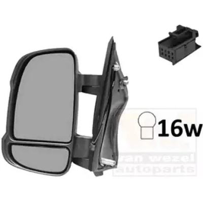 Imagen de espejo retrovisor Van Wezel 0983807 izquierda negro completo, convexo, para ajuste elect. espejo, calefactable, con gran angular, brazo