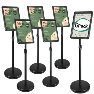 Imagen de Mutualsign 6x Soporte ajustable para carteles de información Anuncio la muestra bodas / Show Display Tamaño A4 (Negro A4)