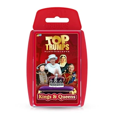 Imagen de Top Trumps Kings and Queens Classics Card Game English Edition, descubre Datos sobre 30 de Tus Reyes y Reinas Favoritos, Incluyendo la Reina Isabel II Carlos I, Juego Familiar para más 2