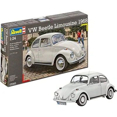 Imagen de Revell Der Klassiker Volkswagen Käfer Limousine 1968 (VW Beetle), Automodell im Maßstab 1:24 Zum Selberbauen, 17,1 cm Coche Maqueta, Kit Modelo, Escala (07083), Color Gris, Mittel
