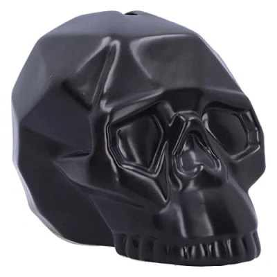 Imagen de Nemesis Now Hucha geométrica de 11,6 cm, cerámica, Adorno Calavera Negra,