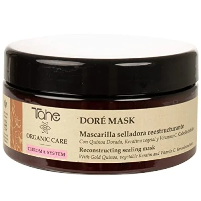 Imagen de Tahe Organic Care Mascarilla para el cabello selladora reestructurante Doré Chroma System con Quinoa Dorada, Queratina Vegetal y Vitamina C, 300 ml
