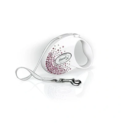 Imagen de flexi Glam Splash S (3 m), Color Correa retráctil para Perro, Cinta Rosa y Blanco Perla, Small (3m)