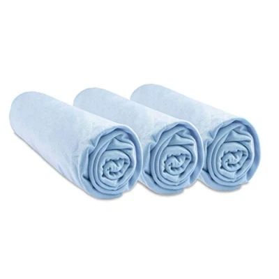 Imagen de Lot de 3 Draps housse Bambou pour lit berceau 40x80 6 coloris disponibles (Ciel)