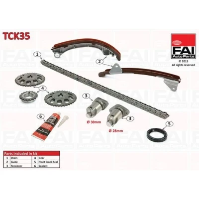 Imagen de FAI AutoParts TCK35 Juego de Cadena distribución con juntas, ruedas dentadas Símplex, pasadores TOYOTA: Avensis II Hatchback