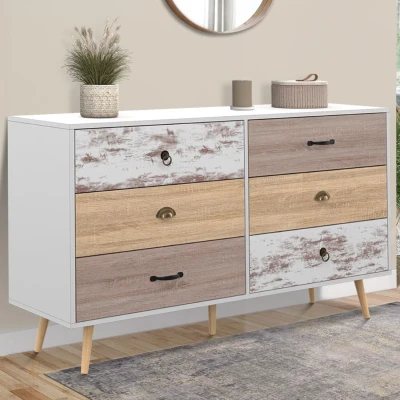 Imagen de IDMarket Bahia XXL Cómoda 6 cajones (140 cm), diseño escandinavo