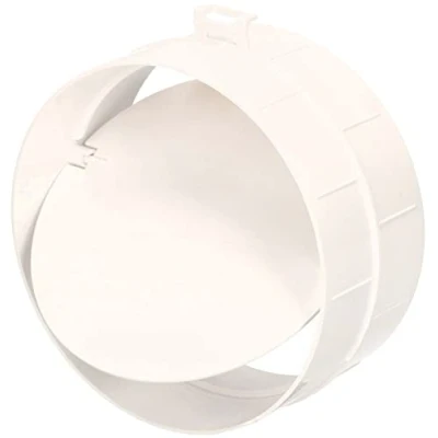 Imagen de KOTARBAU® Conector con válvula antirretorno, Tubería de Conducto, 125 mm, Plástico para Sistema Ventilación, Tubo plastico, redondo, Conexión tubos, Blanco, Valvula antiretorno