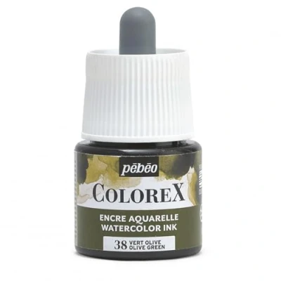 Imagen de Pebeo Tinta Colorex 45 ML Verde oliva para acuarela de acabado aterciopelado dibujo multiuso todos los medios