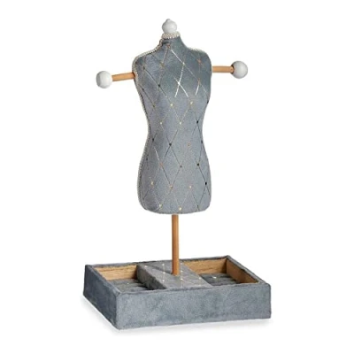 Imagen de Joyero de Pie Gris Terciopelo Madera (12 x 40 24 cm)