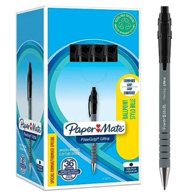 Imagen de Paper Mate Flexgrip Ultra bolígrafo retráctil punta mediana (1,0 mm) negro caja de 36