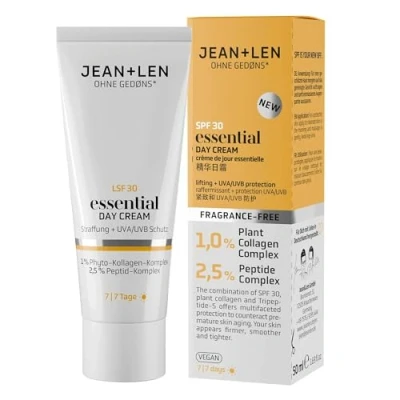 Imagen de Jean &amp; Len Essential Day Cream, Ideal for All Skin Types, Optimises Firmness, with SPF 30 and Vegetable Collagen, Vegan Fragrance Free 50 ml